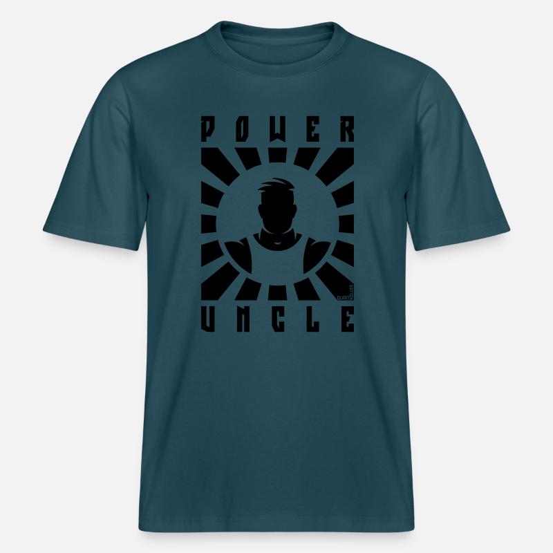 Power Uncle (Strahlen / Black) -  RELAXED FIT Unisex Organic T-Shirt - Dunkles Petrol