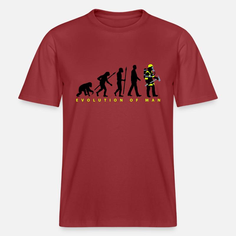 evolution_feuerwehrmann_012015_b_3c -  RELAXED FIT Unisex Organic T-Shirt - Erdrot