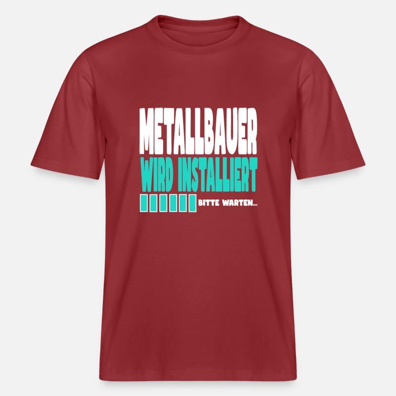 Metallbauer wird installiert -  RELAXED FIT Unisex Organic T-Shirt - Erdrot