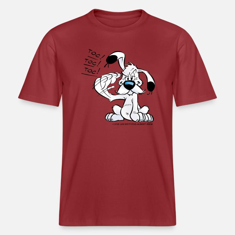 Asterix & Obelix Idefix Klopft Toc Toc Toc -  RELAXED FIT Unisex Organic T-Shirt - Erdrot