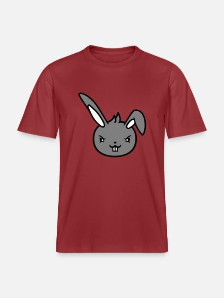 Bunny Evil Eye Naughty Cool Determined Funny - RELAXED FIT Unisex Organic T-Shirt - red earth