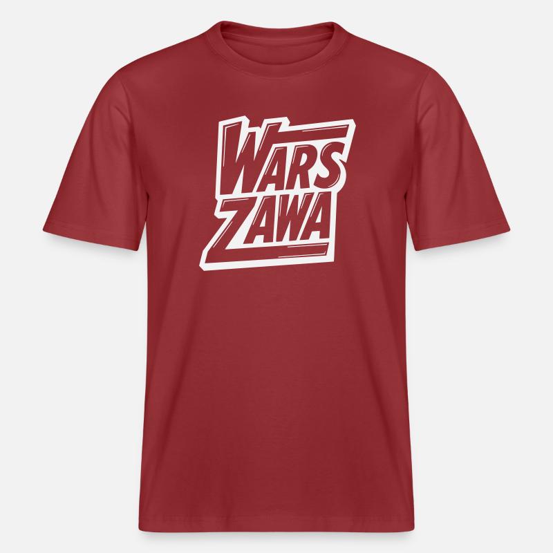 Varsovie, logo de Varsovie -  T-shirt unisexe RELAXED FIT en coton bio - rouge terre