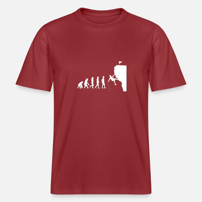 Evolution Klettern -  RELAXED FIT Unisex Organic T-Shirt - Erdrot
