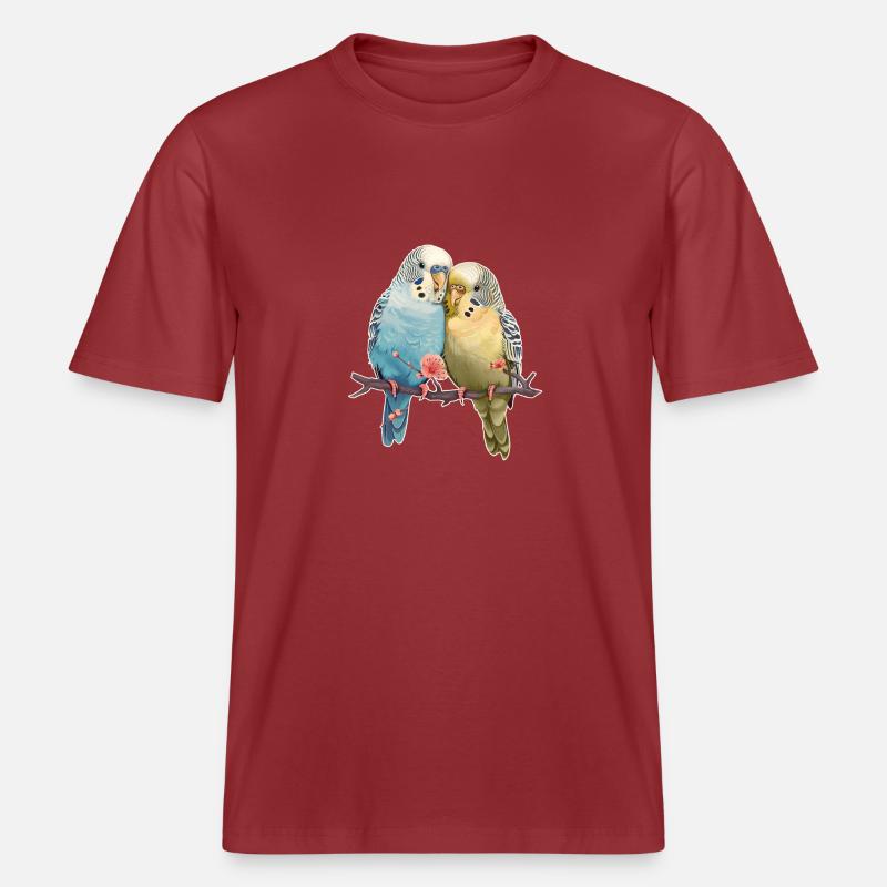 Wellensittiche -  RELAXED FIT Unisex Organic T-Shirt - Erdrot
