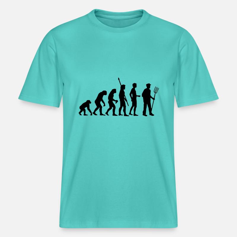 evolution_bauer_b -  RELAXED FIT Unisex Organic T-Shirt - Poolblau
