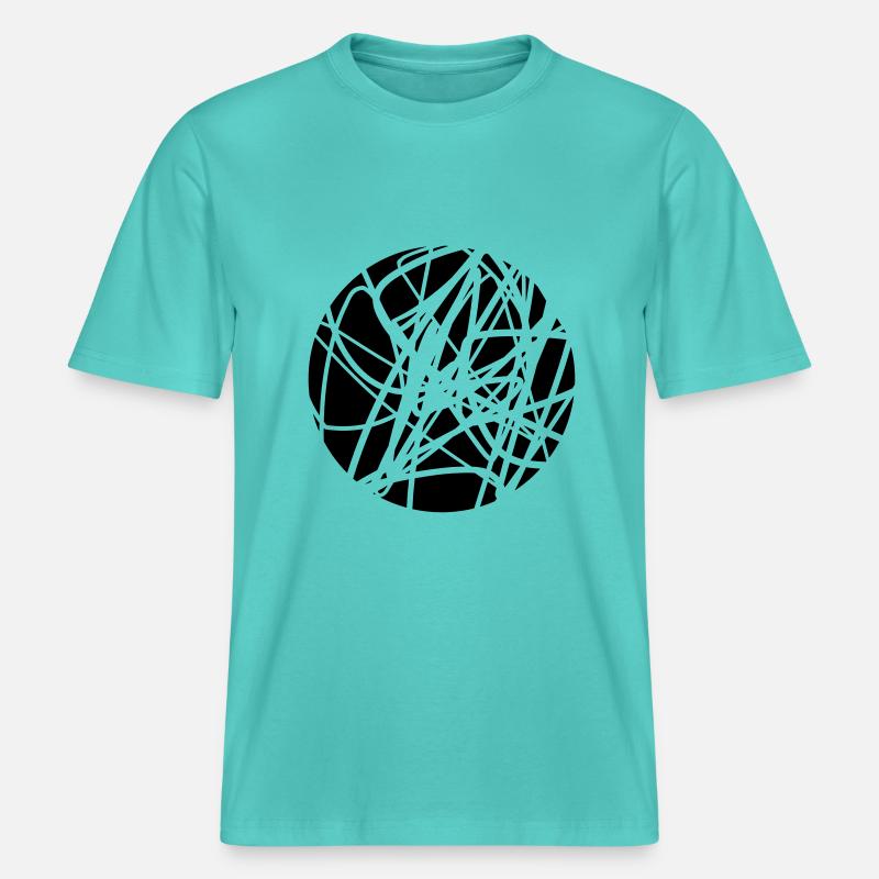 Scribbled chaotic strokes pattern -  RELAXED FIT Unisex Organic T-Shirt - pool blue