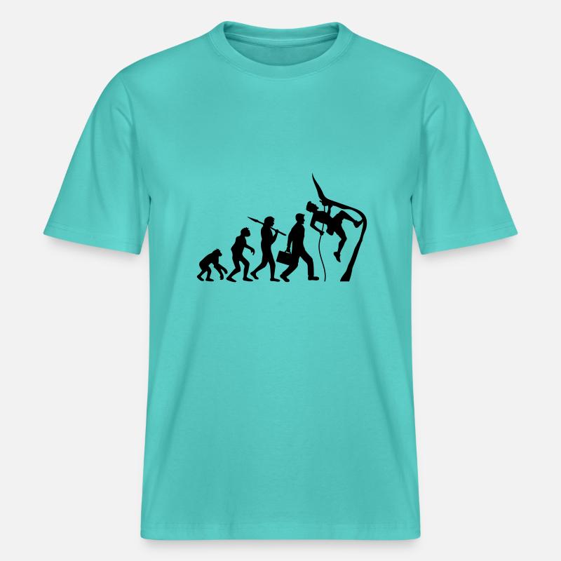 Klettern seil bergsteiger evolution -  RELAXED FIT Unisex Organic T-Shirt - Poolblau