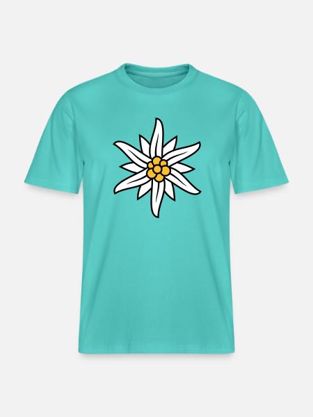Edelweiss Bergblume logo - RELAXED FIT Unisex Organic T-Shirt - pool blue
