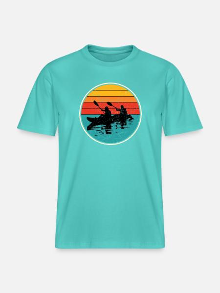 Sunset Kayak Duo Circle - RELAXED FIT Unisex Organic T-Shirt - pool blue