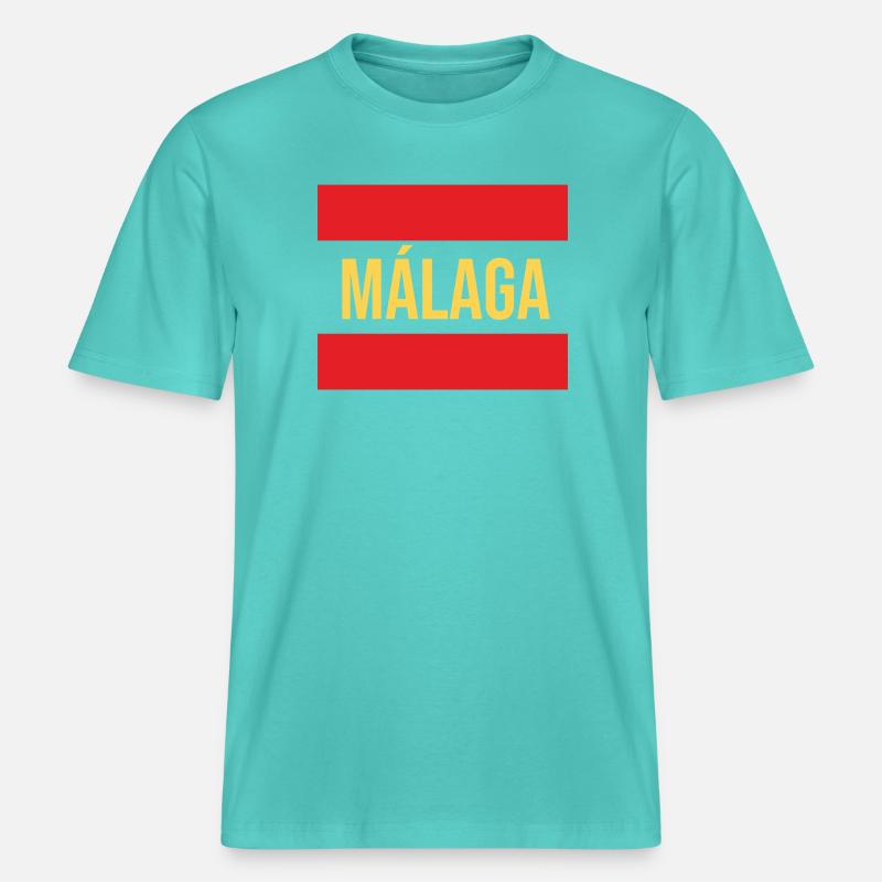 Conception du drapeau régional de Malaga - T-shirt unisexe RELAXED FIT en coton bio - bleu piscine