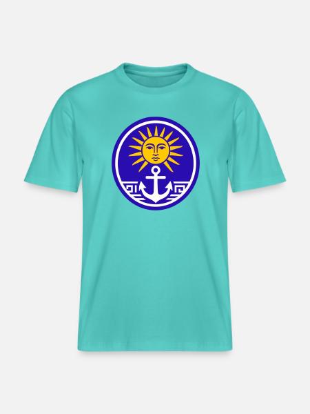 Grèce Soleil - T-shirt unisexe RELAXED FIT en coton bio - bleu piscine