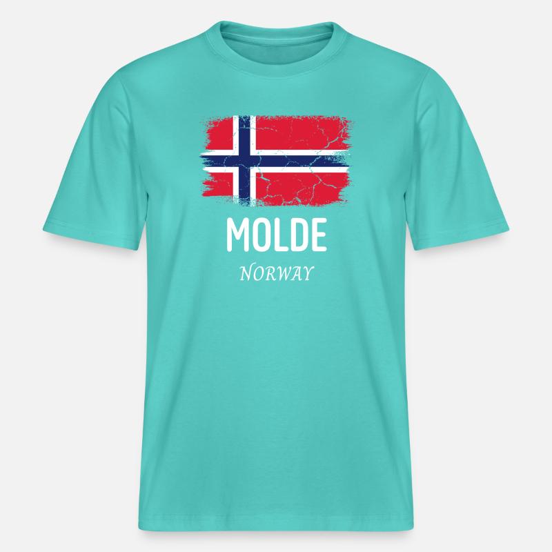 Molde - T-shirt unisexe RELAXED FIT en coton bio - bleu piscine