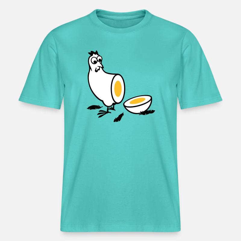 Huhn oder Ei -  RELAXED FIT Unisex Organic T-Shirt - Poolblau