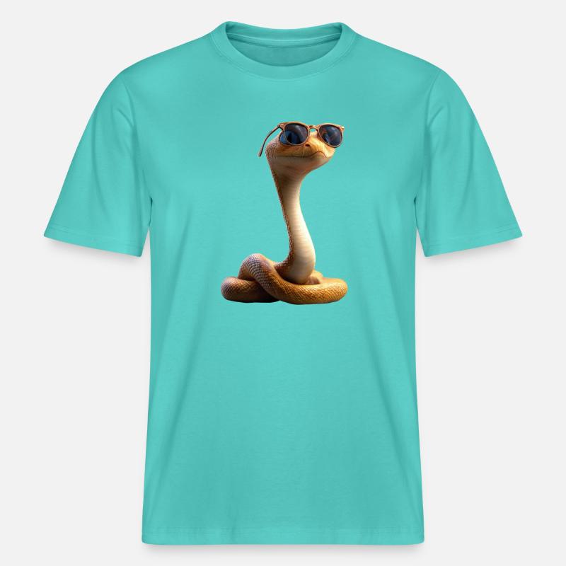 Schlange Python Kobra Klapperschlange Schlangen - RELAXED FIT Unisex Organic T-Shirt - Poolblau