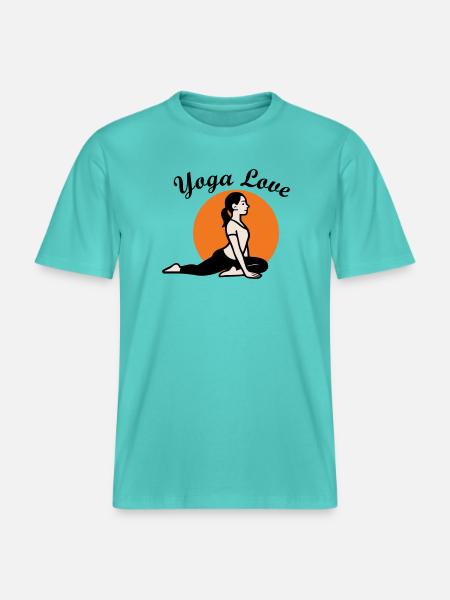 Yoga Love - RELAXED FIT Unisex Organic T-Shirt - Poolblau