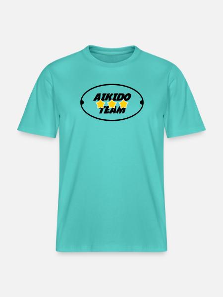 Aïkido Team - T-shirt unisexe RELAXED FIT en coton bio - bleu piscine