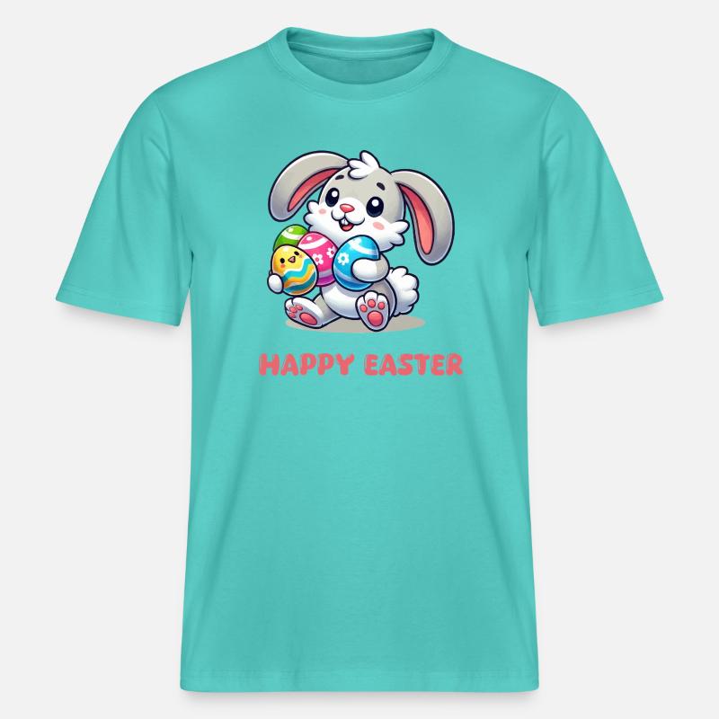 Bunny Easter Bunny Comic -  RELAXED FIT Unisex Organic T-Shirt - pool blue