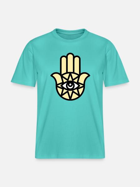 Hamsa Main de Fatima - T-shirt unisexe RELAXED FIT en coton bio - bleu piscine