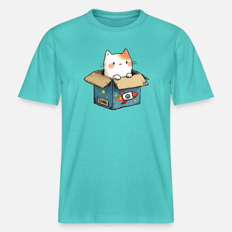 L’espace de jeu du chat -  T-shirt unisexe RELAXED FIT en coton bio - bleu piscine