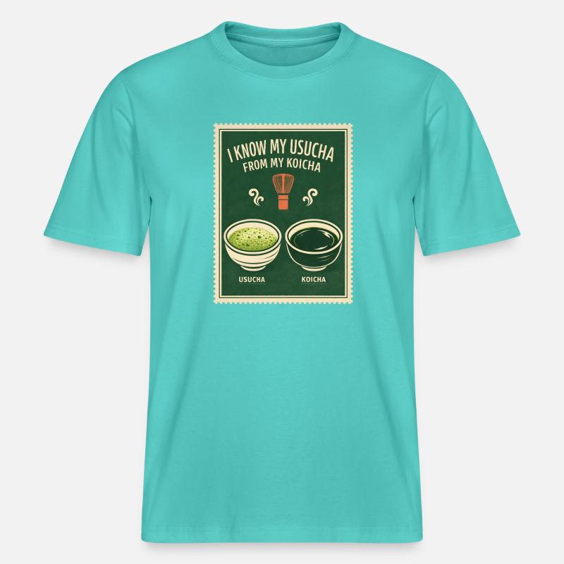 Usucha oder Koicha | Matcha Wissen -  RELAXED FIT Unisex Organic T-Shirt - Poolblau