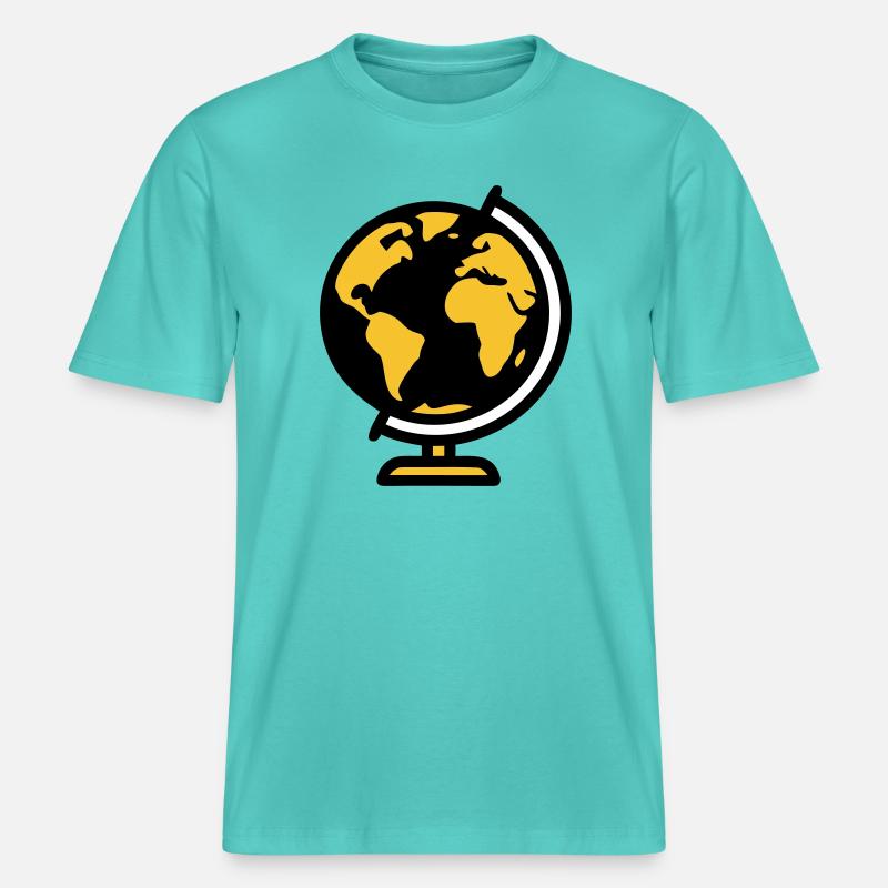 École Globe Globe Earth -  T-shirt unisexe RELAXED FIT en coton bio - bleu piscine