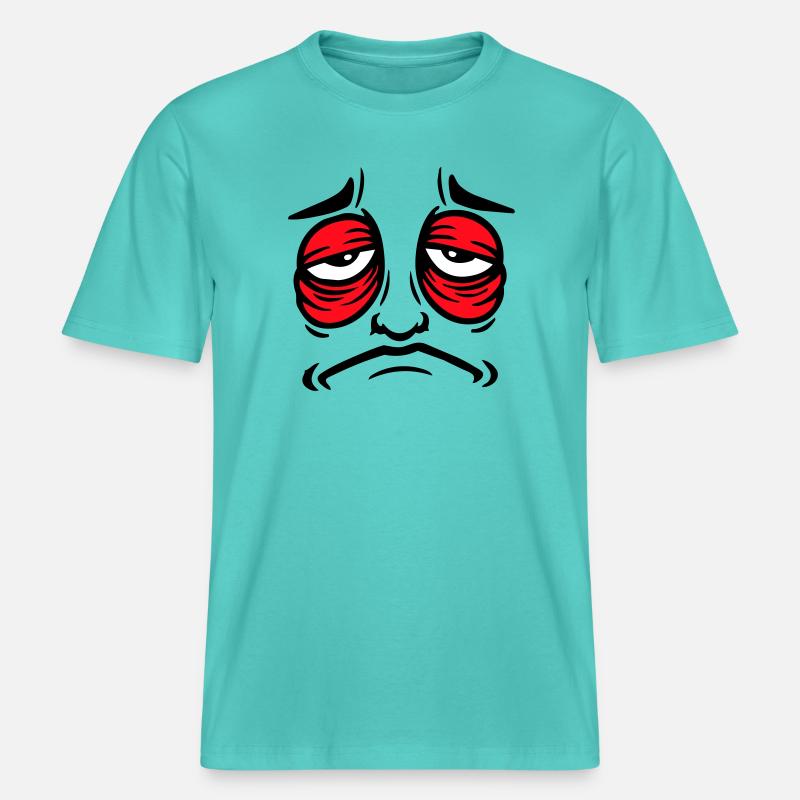 Grumpy sad disappointed face funny -  RELAXED FIT Unisex Organic T-Shirt - pool blue
