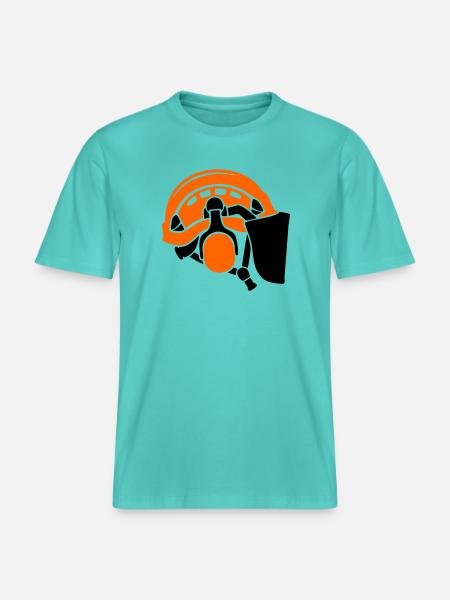 Forsthelm Baumpflege Waldarbeiter Holzfäller - RELAXED FIT Unisex Organic T-Shirt - Poolblau