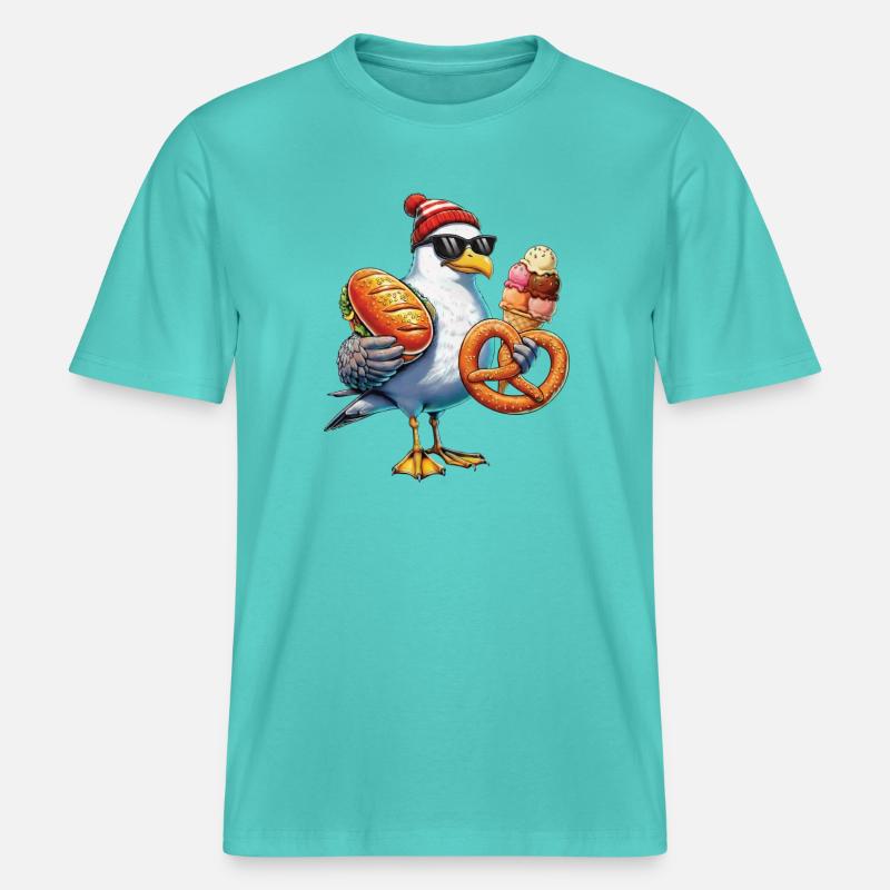 Möwe Brezel Eiscreme -  RELAXED FIT Unisex Organic T-Shirt - pool blue