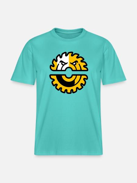 Circular Saw Mascot Logo - RELAXED FIT Unisex Organic T-Shirt - pool blue