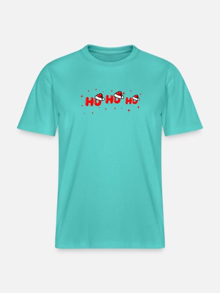 Ho Ho Ho Santa Lettering - RELAXED FIT Unisex Organic T-Shirt - pool blue
