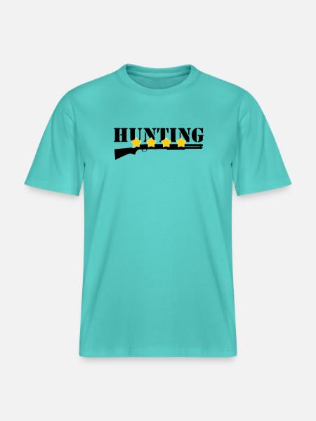 Chasse - Chasseur - T-shirt unisexe RELAXED FIT en coton bio - bleu piscine