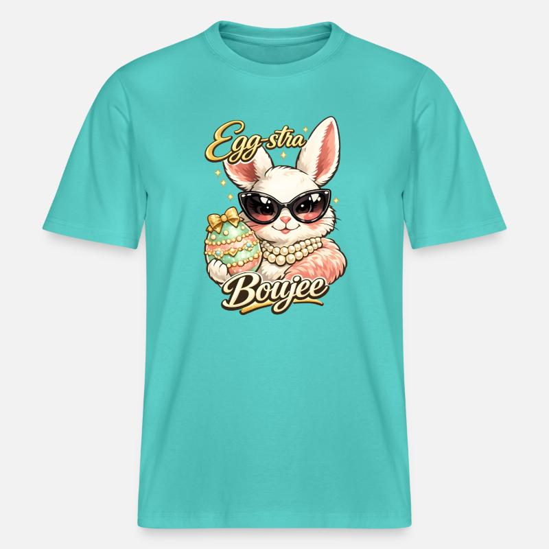 Eggstra Boujee Easter Bunny Easter -  RELAXED FIT Unisex Organic T-Shirt - pool blue