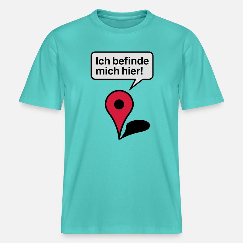Ich befinde mich hier Google Maps -  RELAXED FIT Unisex Organic T-Shirt - Poolblau