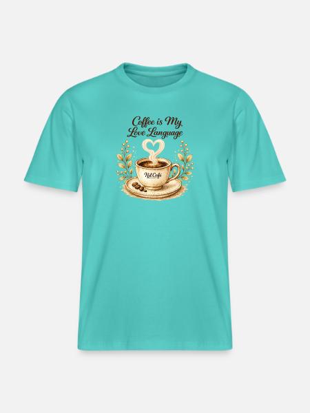 coffe_ist_my_live_language - RELAXED FIT Unisex Organic T-Shirt - pool blue