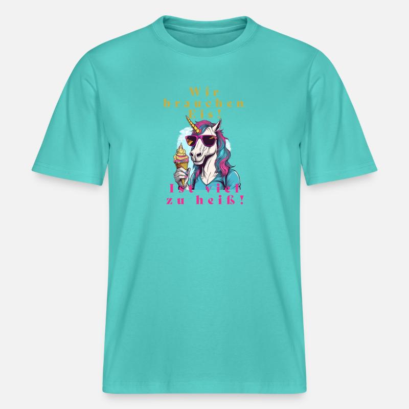 Einhorn Eis vs. Hitze - RELAXED FIT Unisex Organic T-Shirt - Poolblau