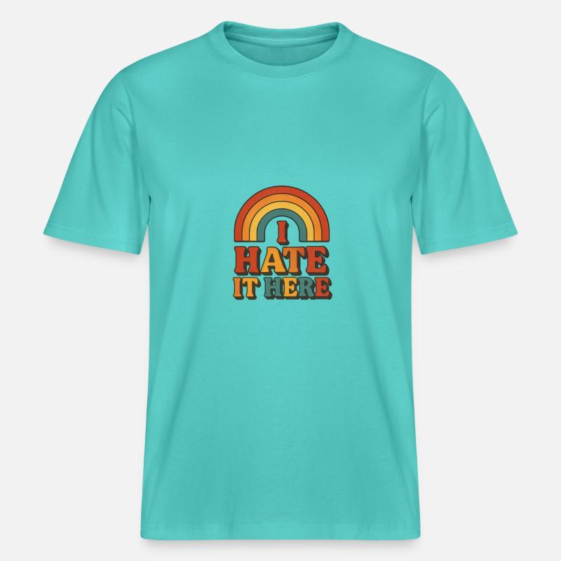 I Hate It Here Regenbogen -  RELAXED FIT Unisex Organic T-Shirt - Poolblau