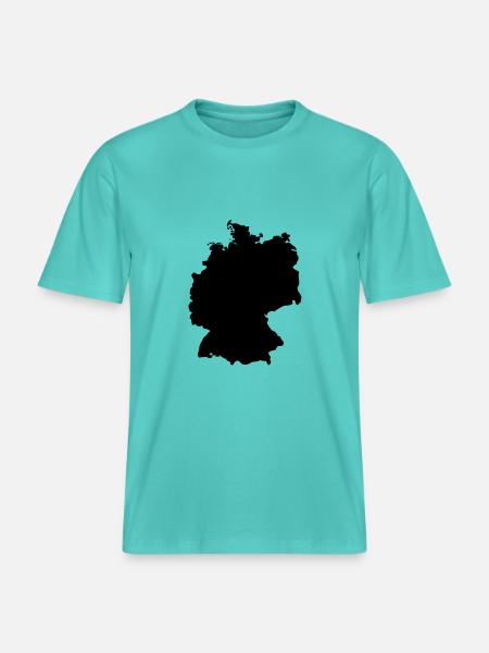 Germany, outlined, shade, outline, Germany, -  RELAXED FIT Unisex Organic T-Shirt - pool blue
