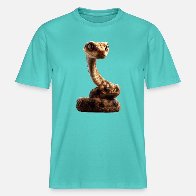 snake, python, cobra, rattlesnake, snakes - RELAXED FIT Unisex Organic T-Shirt - pool blue