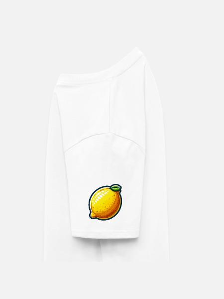 Lemon Joyful Cartoon Yellow -  RELAXED FIT Unisex Organic T-Shirt - white