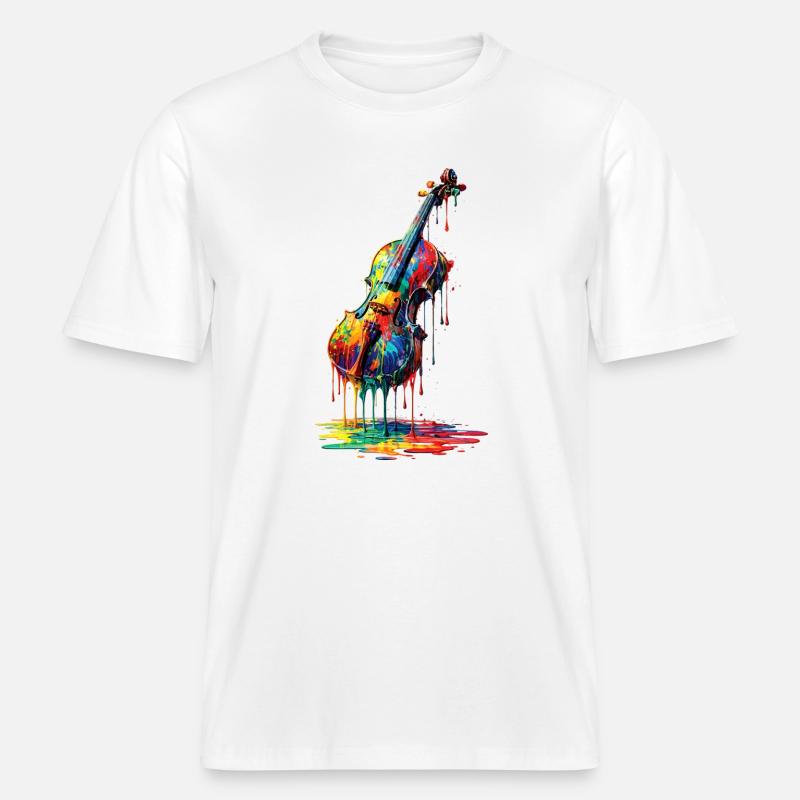 Violin with dripping paint -  RELAXED FIT Unisex Organic T-Shirt - white