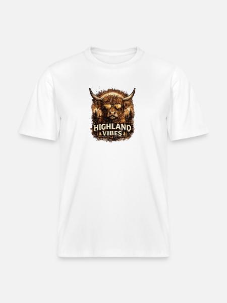 Highland Vibes in Sepia -  RELAXED FIT Unisex Organic T-Shirt - white