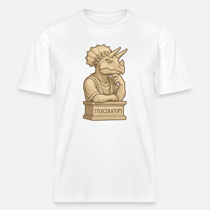 Stoiceratops -  T-shirt unisexe RELAXED FIT en coton bio - blanc