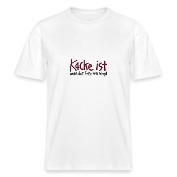 Kacke ist wenn der Furz was wiegt. Scheiße Malheur -  RELAXED FIT Unisex Organic T-Shirt - Weiß - Vorne - Alina (178cm) & Michal (187cm)