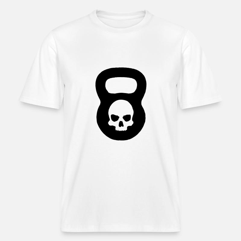 Kettlebell Ghost Black -  RELAXED FIT Unisex Organic T-Shirt - Weiß