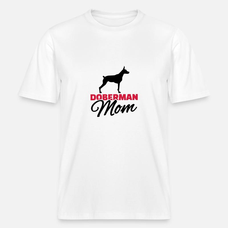 Doberman Mom -  T-shirt unisexe RELAXED FIT en coton bio - blanc