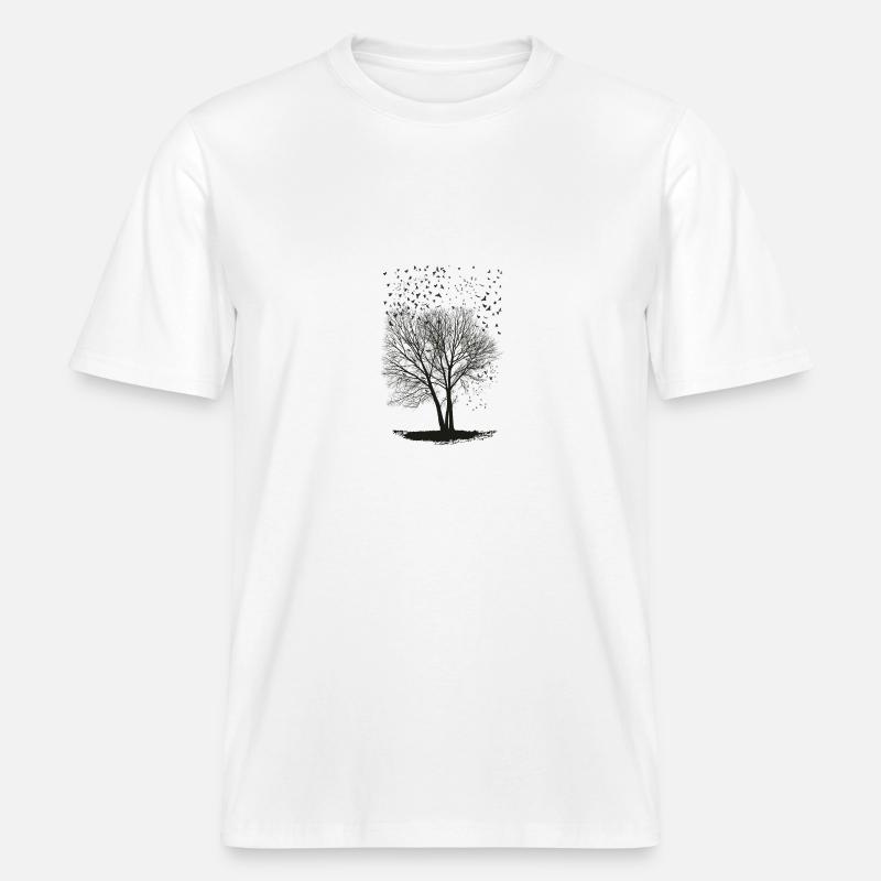Ravens on a Poplar trees2 -  RELAXED FIT Unisex Organic T-Shirt - Weiß