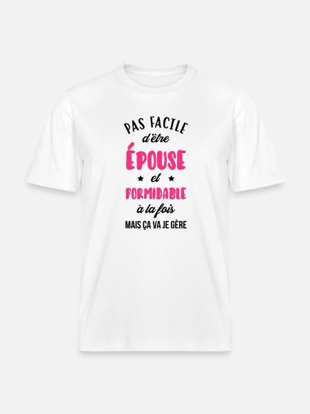 Epouse - Mariée - Mariage - Couple - Amour - RELAXED FIT Unisex Organic T-Shirt - white