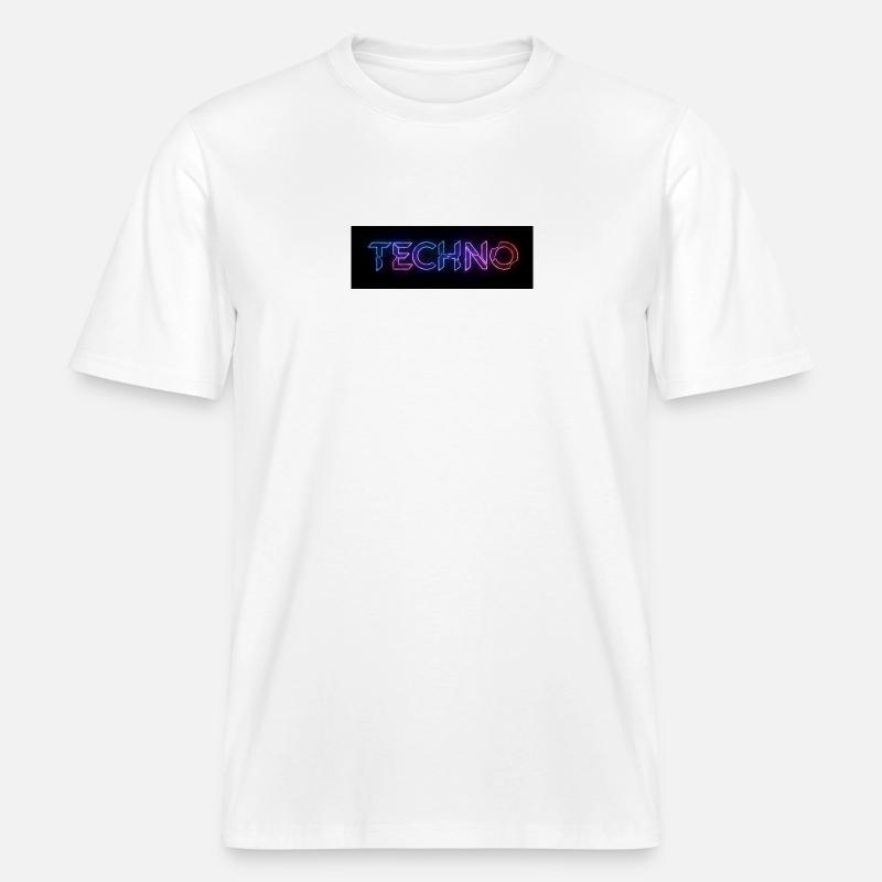 Texte de bug techno néon -  T-shirt unisexe RELAXED FIT en coton bio - blanc