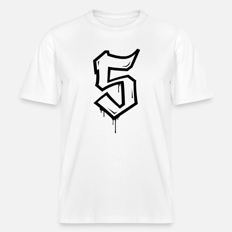 Conception de style graffiti numéro 5 -  T-shirt unisexe RELAXED FIT en coton bio - blanc