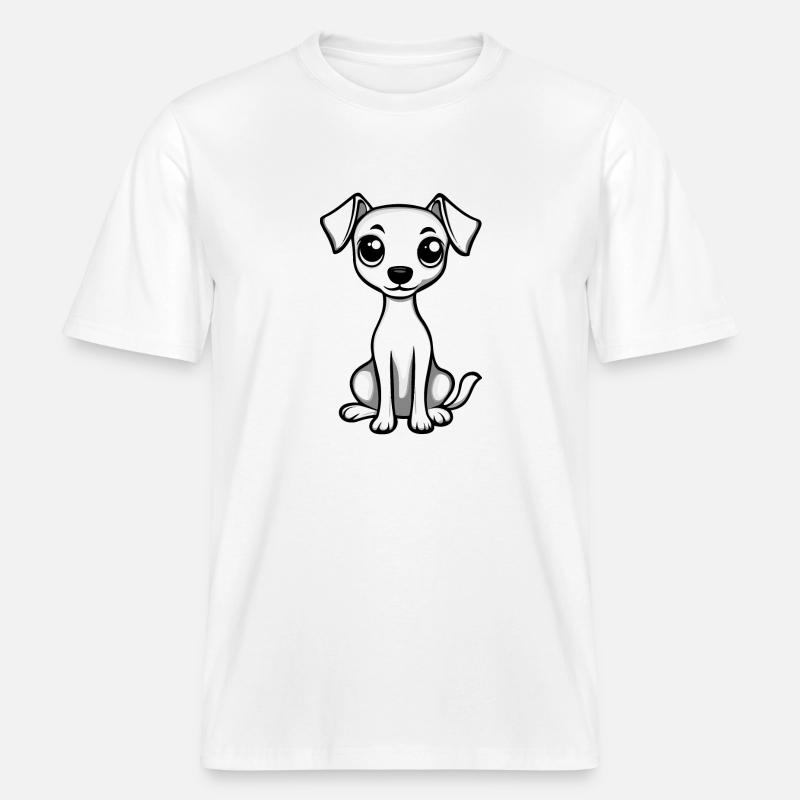 Whippet Hund Comic Niedlich -  RELAXED FIT Unisex Organic T-Shirt - Weiß
